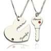 Key to My Heart Name Pendant Set For Couple Sterling Silver 925