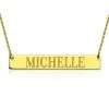 Engraved Name Bar Necklace Gold Plated