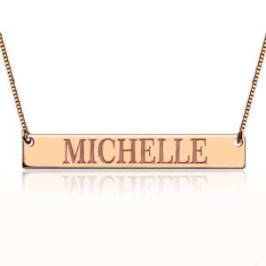 Engraved Name Bar Necklace In Rose Gold