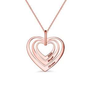 Family Hearts necklace in Rose Gold Plating