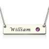 Nameplate Bar Necklace with Birthstone Silver