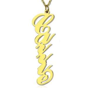 Vertical Carrie Name Plate Necklace 18K Gold Plated