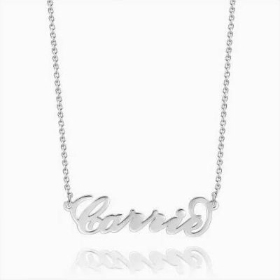 "Carrie" Style Name Necklace Silver