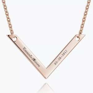 Engraved Bar Necklace Rose Gold Plated