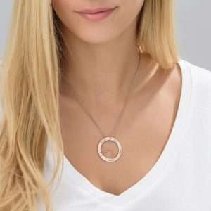 Family Love Circle Pendant Necklace - Rose Gold Plated