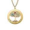 Gold Plated Tree of Life Necklace with Birthstones