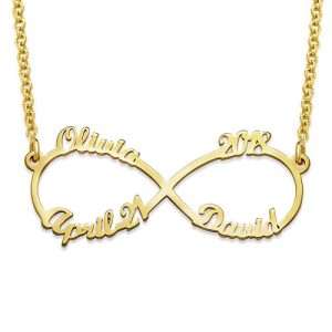 Infinity 4 Names Necklace with Gold Plating