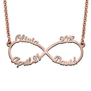 Infinity 4 Names Necklace with Rose Gold Plating