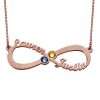 Personalized Infinity 2 Names Birthstones Necklace In Rose Gold