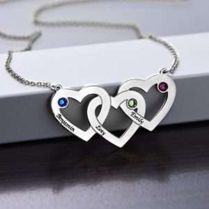 Intertwined Hearts Necklace with Birthstones