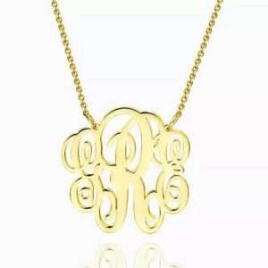 Fancy Monogram Necklace Gold Plated