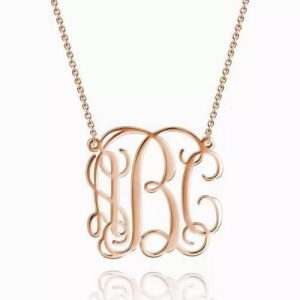 Large Monogram Necklace Rose Gold Plated