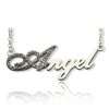 Sterling Silver Script Name Necklace-Initial Full Birthstone