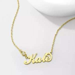 Personalized Birthstone Name Necklace 14k Gold Plated