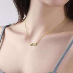 Personalized CZ Name Necklace 14k Gold Plated