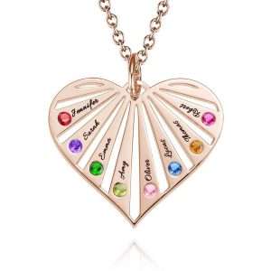 Family Necklace with birthstones in Rose Gold Plating