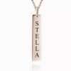 Vertical Bar Necklace With Engraving Rose Gold Plated