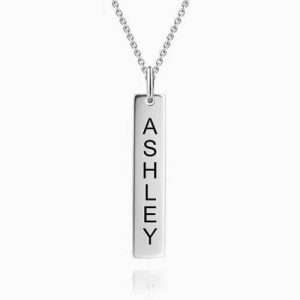 Vertical Bar Necklace With Engraving