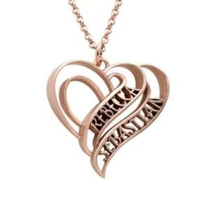 Personalized 3D Heart Necklace with Rose Gold Plating